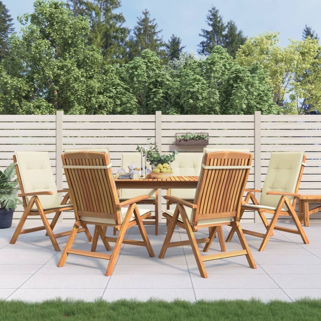 Tuinstoelen 6 st verstelbaar met kussens massief teakhout – afbeelding 1