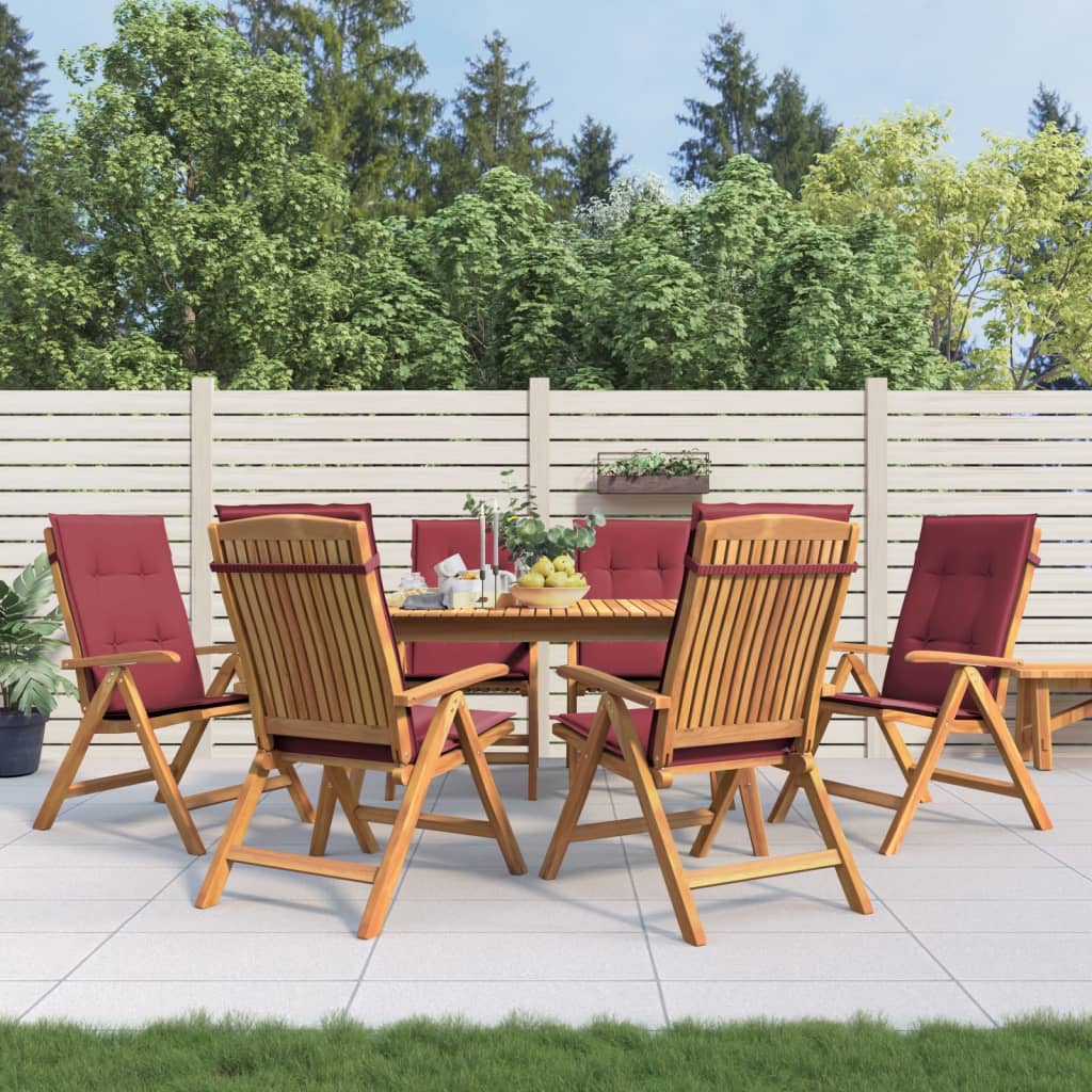 Tuinstoelen 6 st verstelbaar met kussens massief teakhout – afbeelding 1