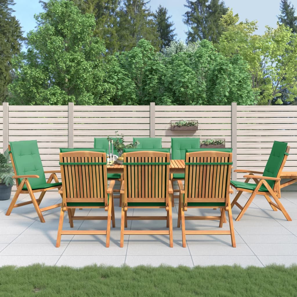 Tuinstoelen 8 st verstelbaar met kussens massief teakhout – afbeelding 1