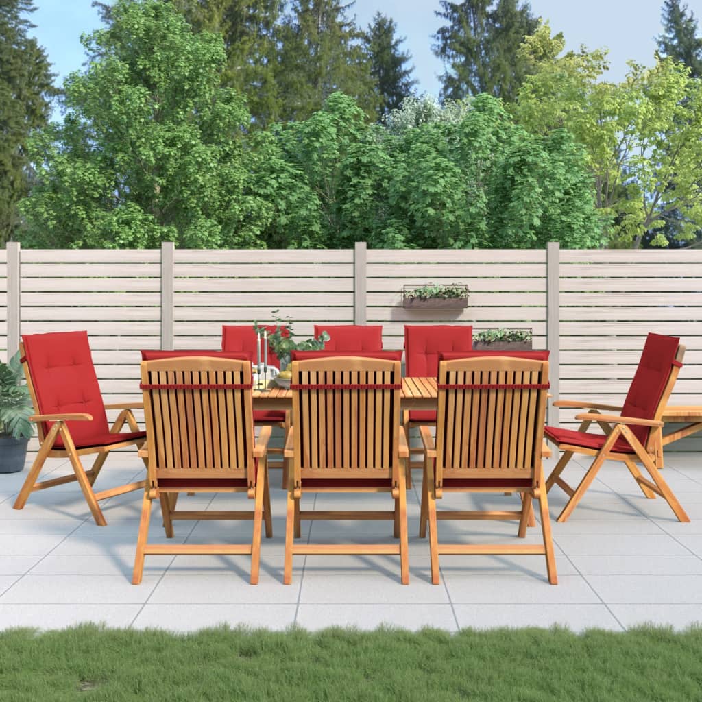 Tuinstoelen 8 st verstelbaar met kussens massief teakhout – afbeelding 1