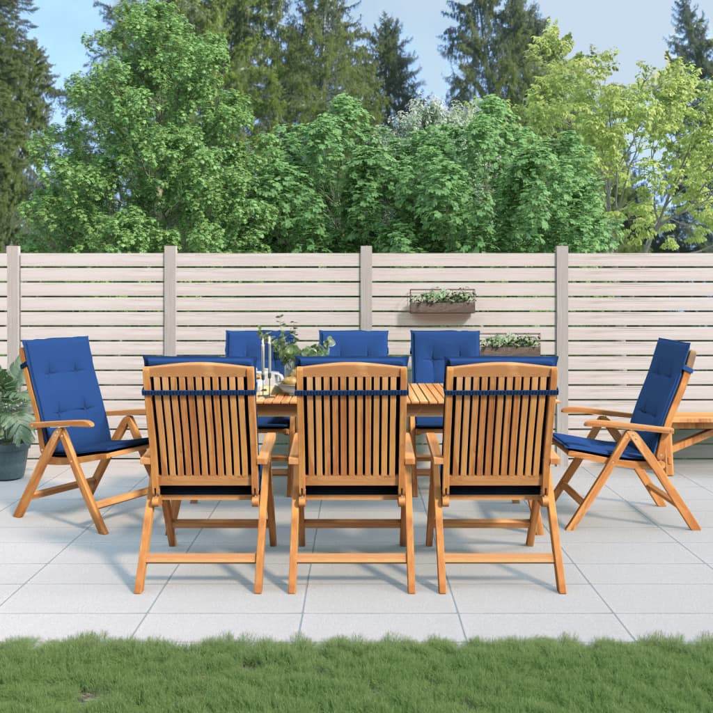 Tuinstoelen 8 st verstelbaar met kussens massief teakhout – afbeelding 1