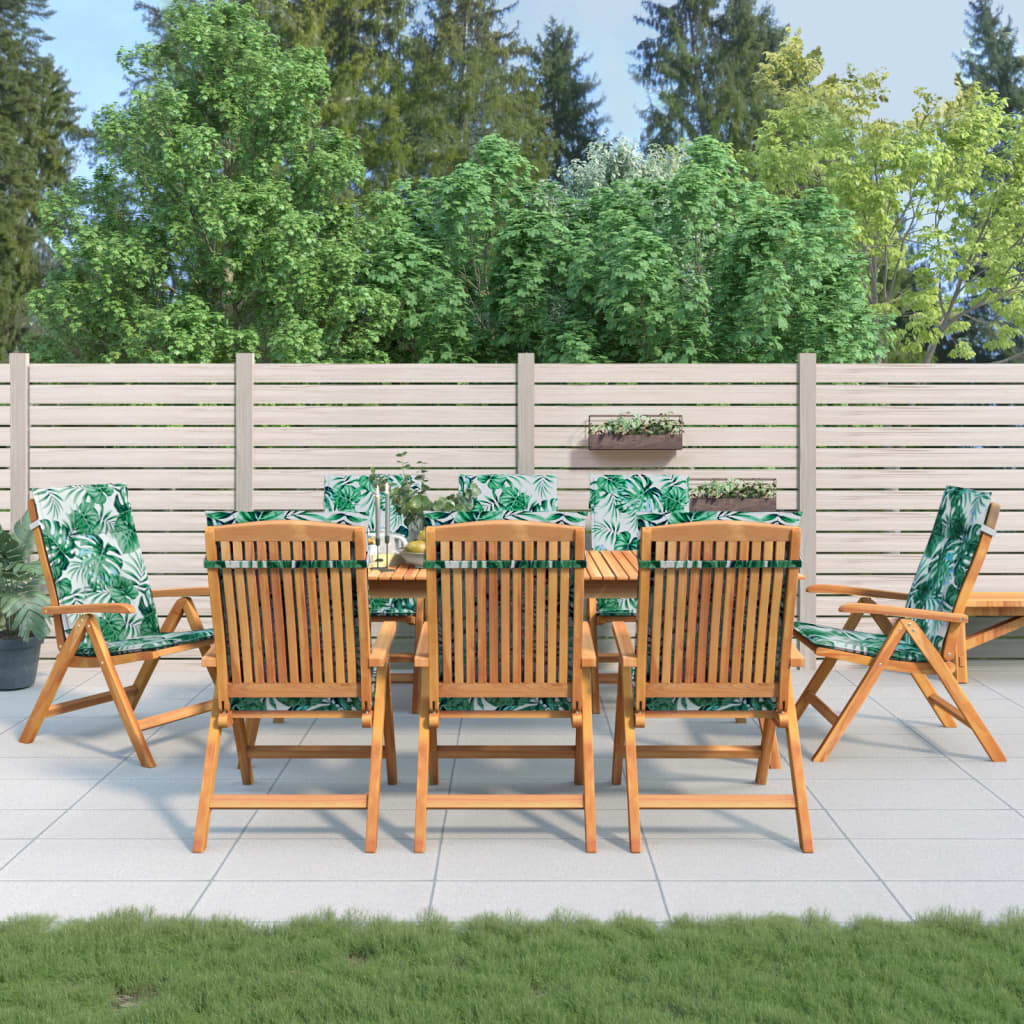 Tuinstoelen 8 st verstelbaar met kussens massief teakhout – afbeelding 1