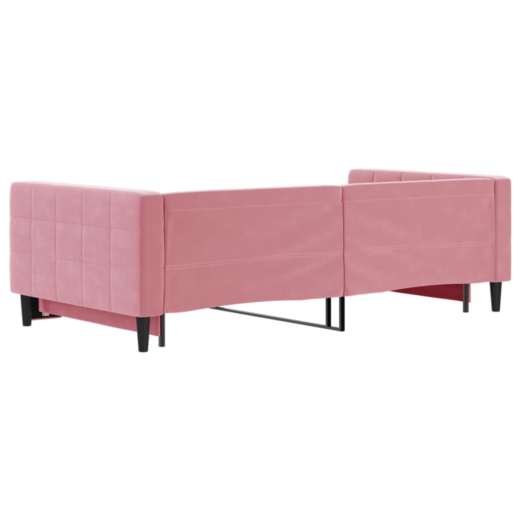 Slaapbank met onderschuifbed 100x200 cm fluweel roze – afbeelding 5