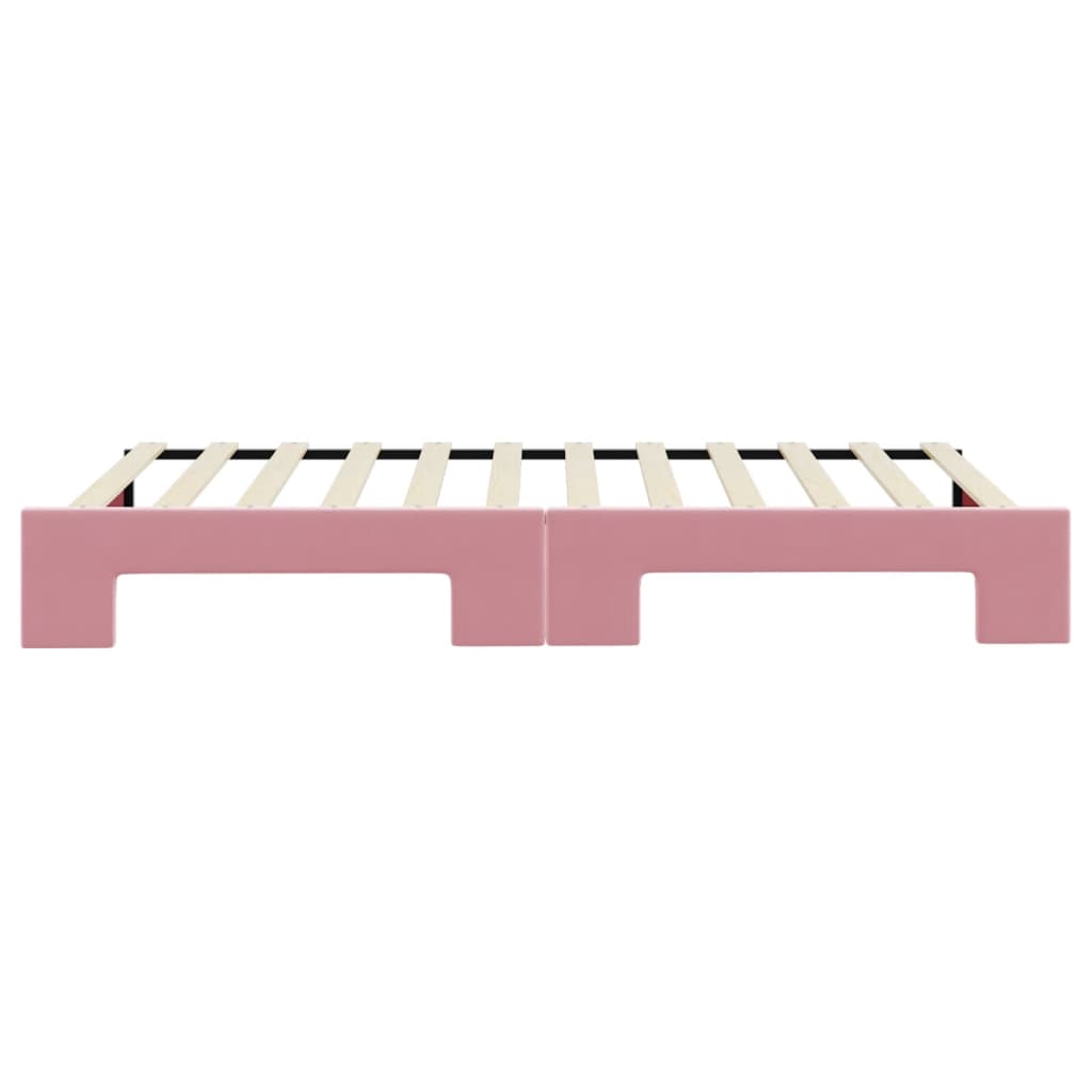 Slaapbank met onderschuifbed 100x200 cm fluweel roze – afbeelding 7
