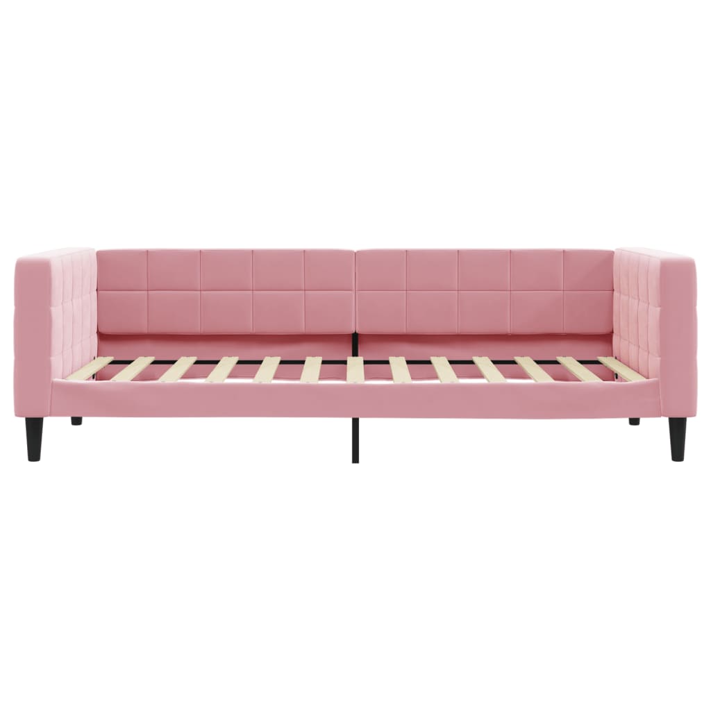 Slaapbank met onderschuifbed 100x200 cm fluweel roze – afbeelding 9