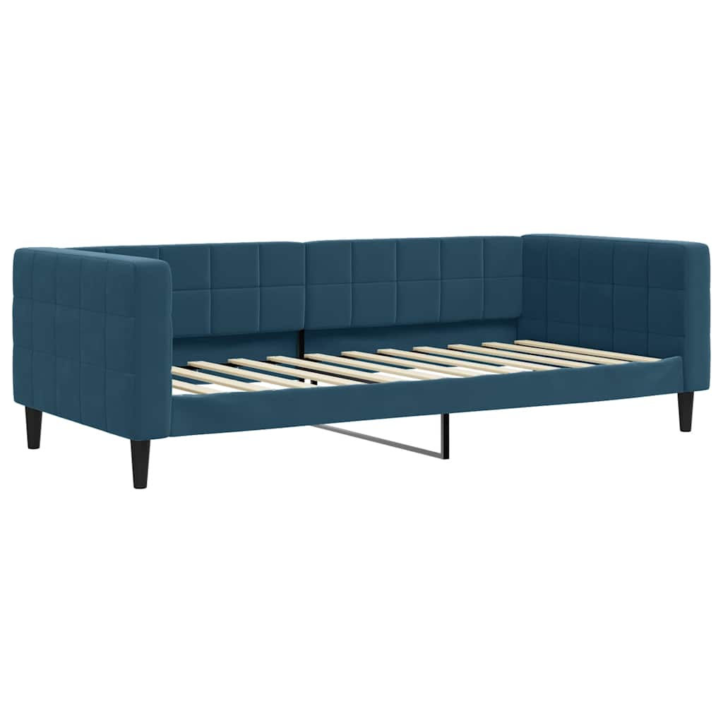 Slaapbank met onderschuifbed en lades 90x200 cm fluweel blauw – afbeelding 4