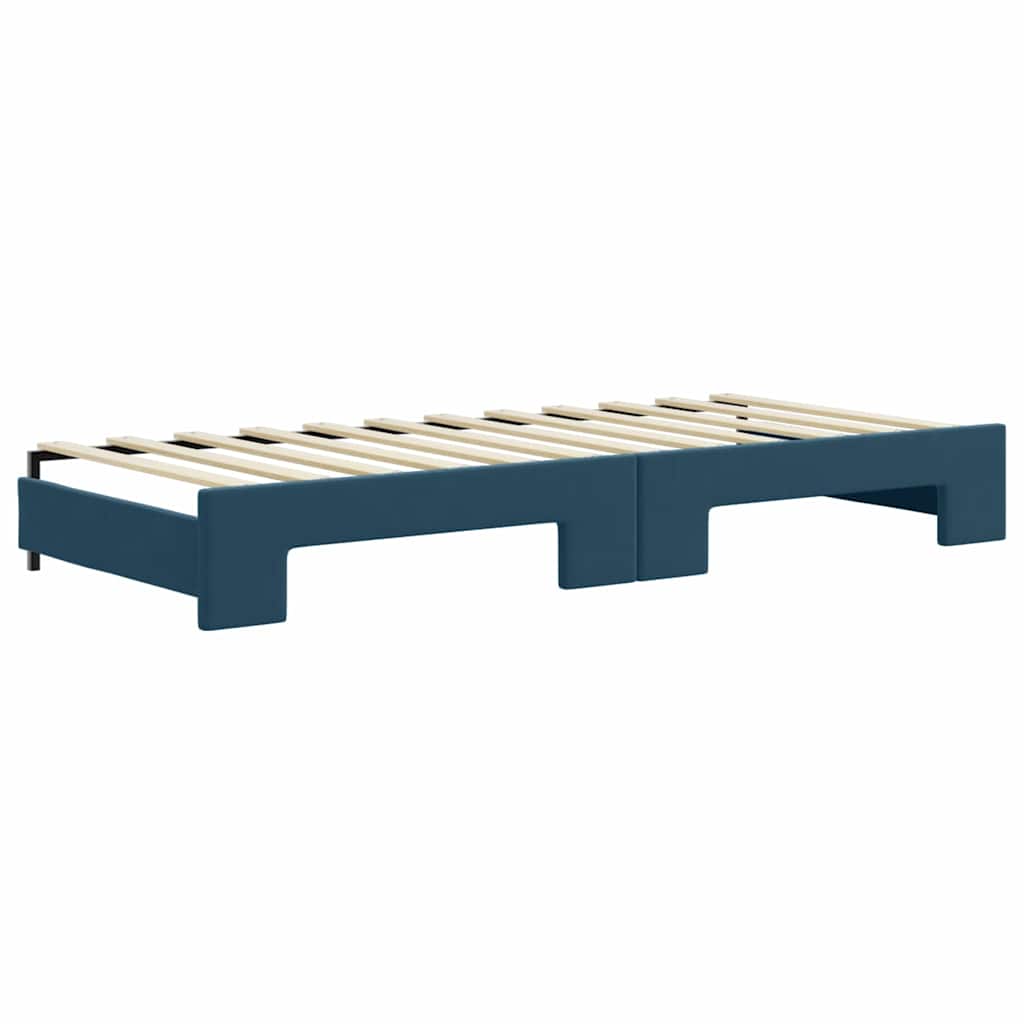 Slaapbank met onderschuifbed en lades 90x200 cm fluweel blauw – afbeelding 5