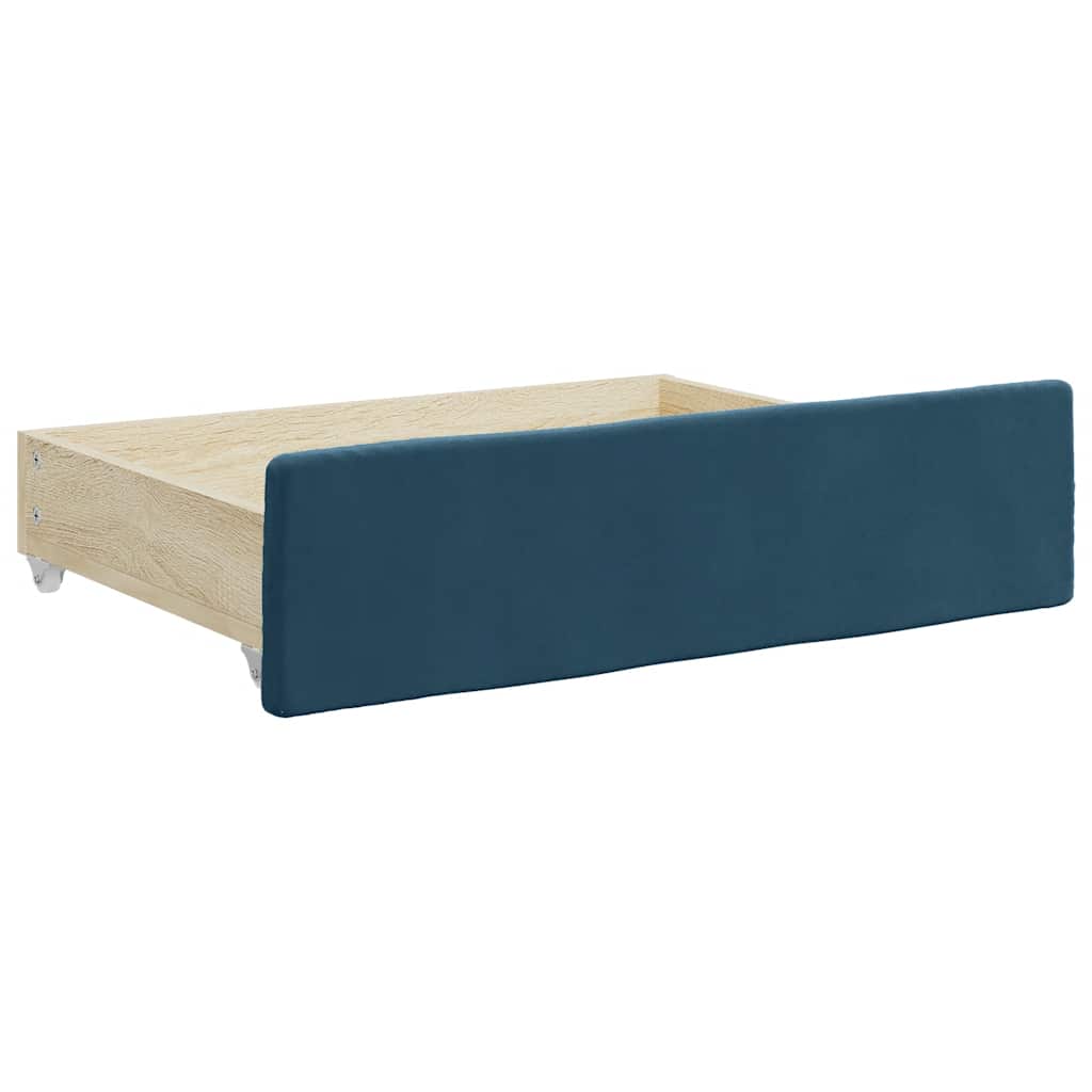Slaapbank met onderschuifbed en lades 90x200 cm fluweel blauw – afbeelding 6