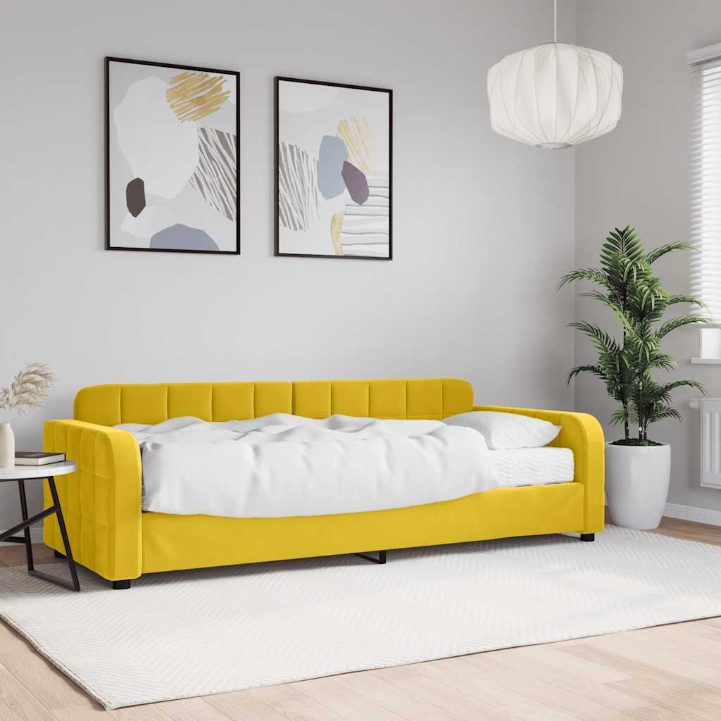 Slaapbank met matras 80x200 cm fluweel geel – afbeelding 1