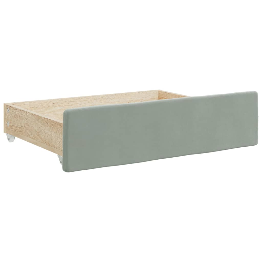 Slaapbank onderschuifbed en lades 90x200 cm fluweel lichtgrijs – afbeelding 6