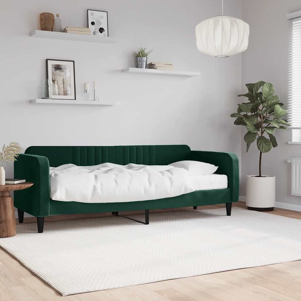 Slaapbank met matras 80x200 cm fluweel donkergroen – afbeelding 1