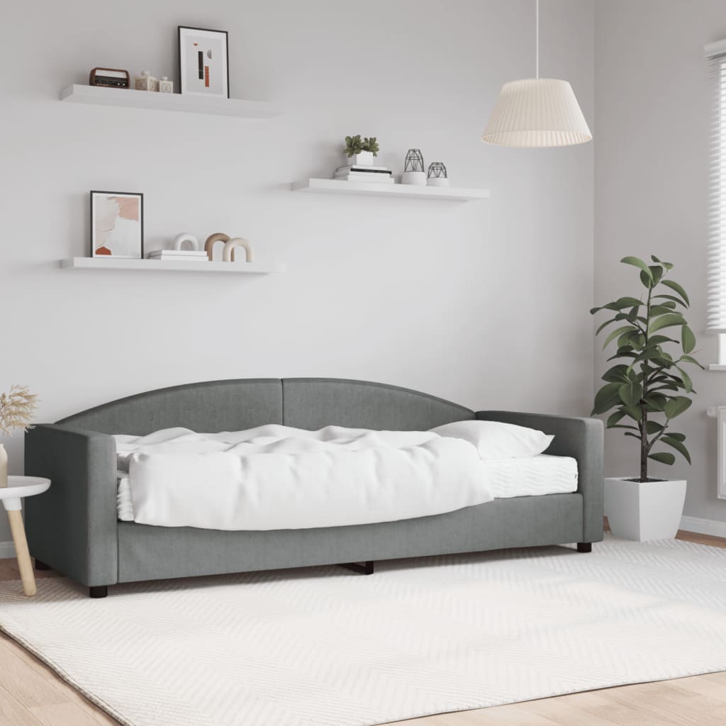 Slaapbank met matras 80x200 cm stof donkergrijs – afbeelding 1