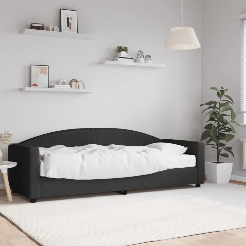 Slaapbank met matras 80x200 cm stof zwart