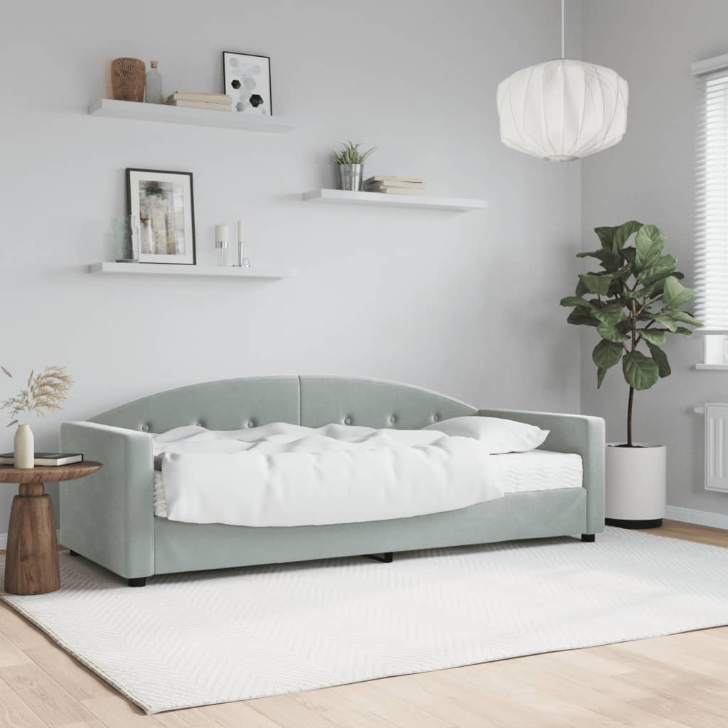 Slaapbank met matras 80x200 cm fluweel lichtgrijs – afbeelding 1
