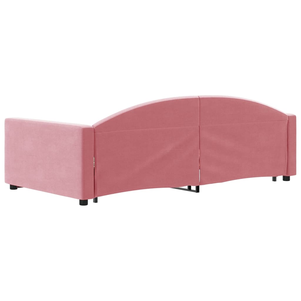 Slaapbank met onderschuifbed 100x200 cm fluweel roze – afbeelding 5
