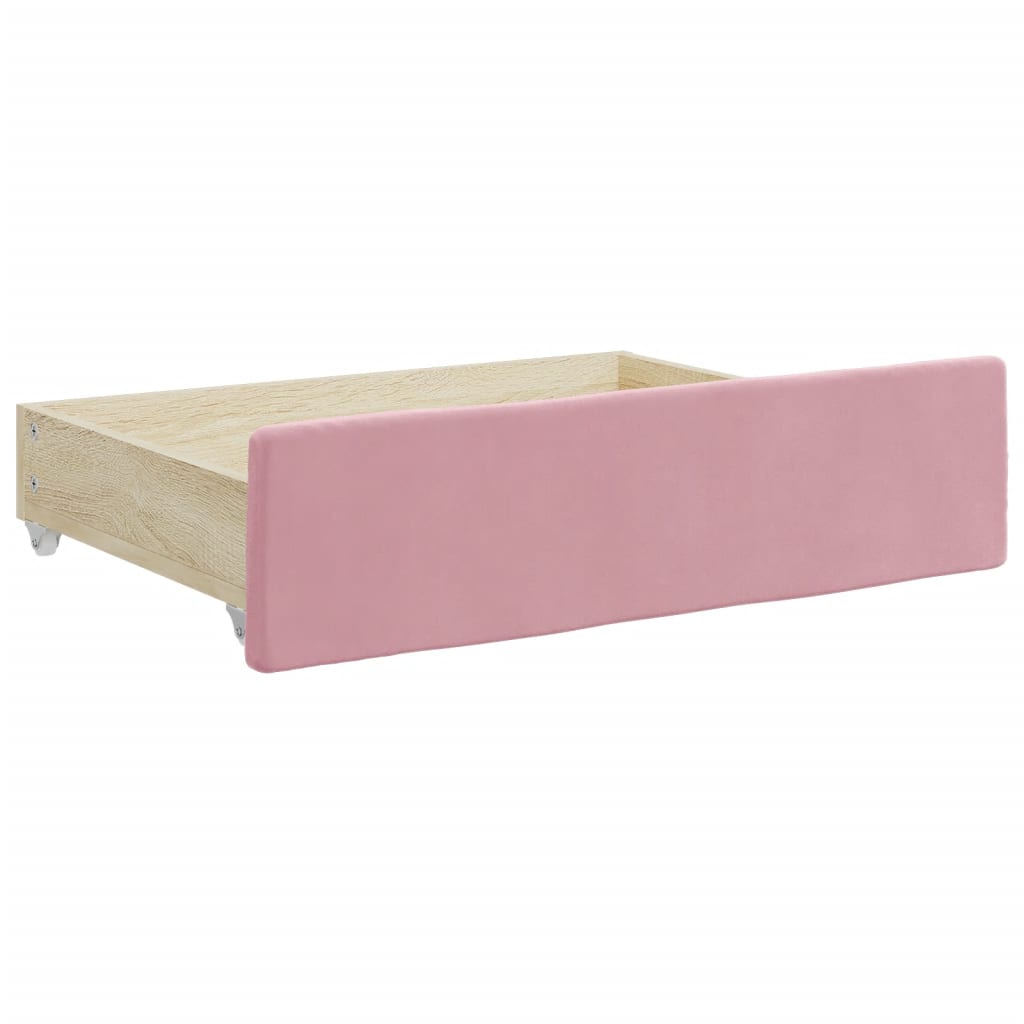 Slaapbank met onderschuifbed en lades 100x200 cm fluweel roze – afbeelding 6