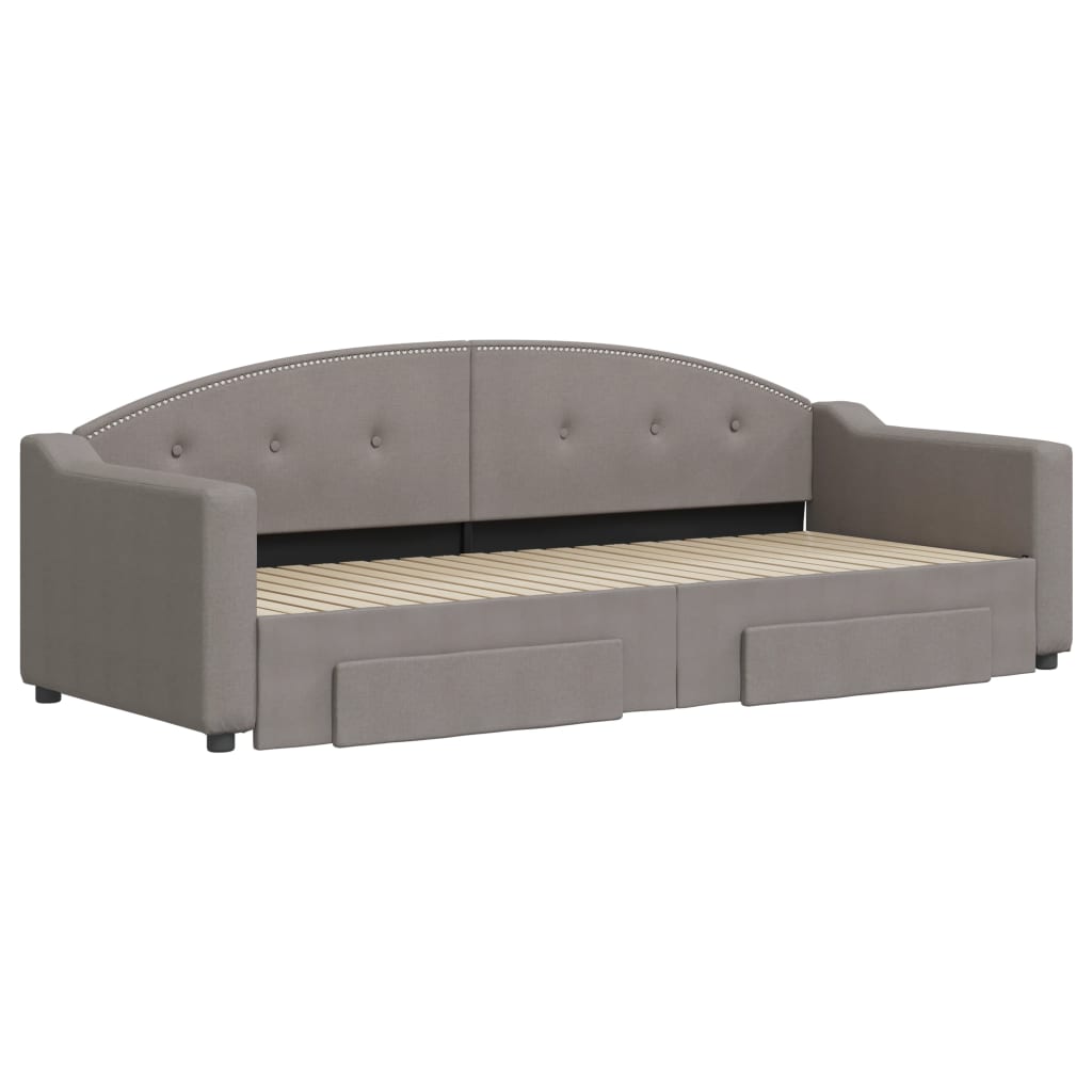 Slaapbank met onderschuifbed en lades 80x200 cm stof taupe – afbeelding 3