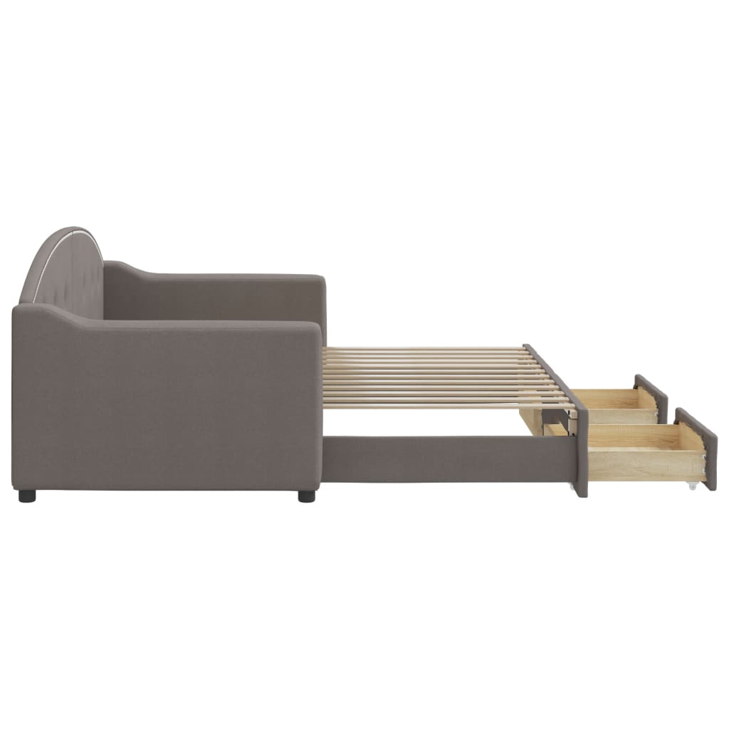 Slaapbank met onderschuifbed en lades 80x200 cm stof taupe – afbeelding 4