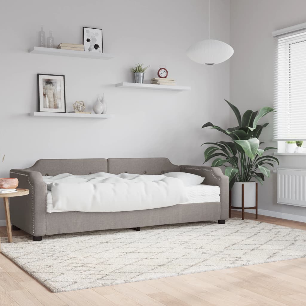 Slaapbank met matras 80x200 cm stof taupe – afbeelding 1
