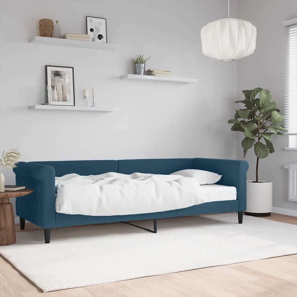 Slaapbank met matras 80x200 cm fluweel blauw – afbeelding 1