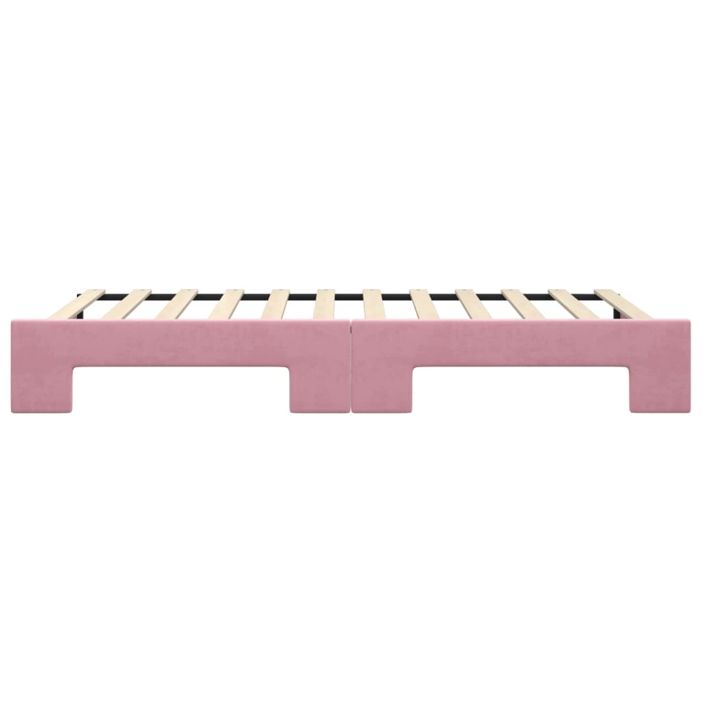 Slaapbank met onderschuifbed 100x200 cm fluweel roze – afbeelding 9
