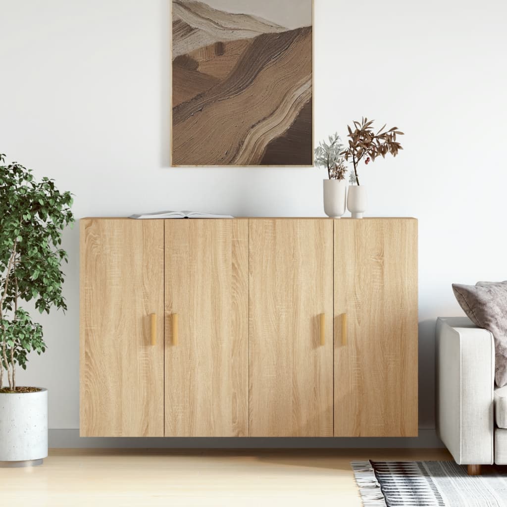 Hangkasten 2 st bewerkt hout sonoma eikenkleurig