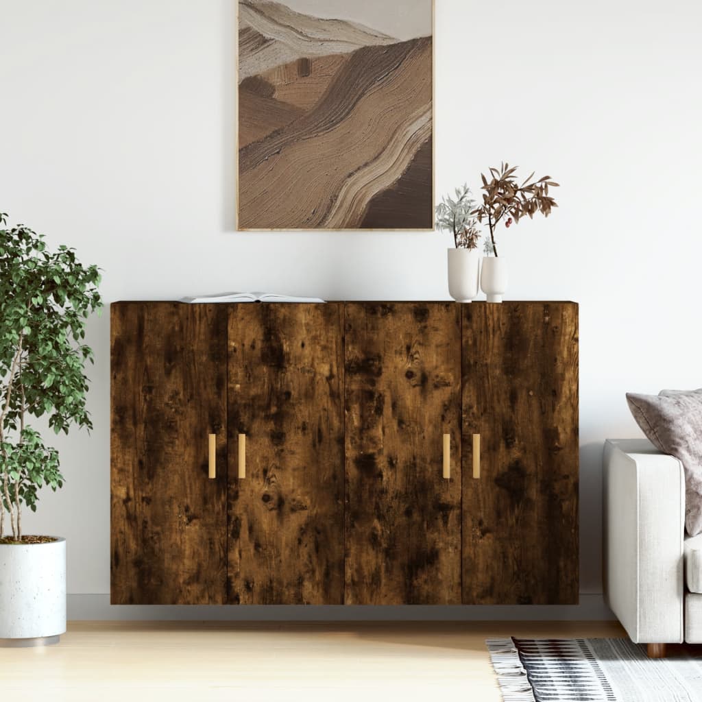 Hangkasten 2 st bewerkt hout gerookt eikenkleurig