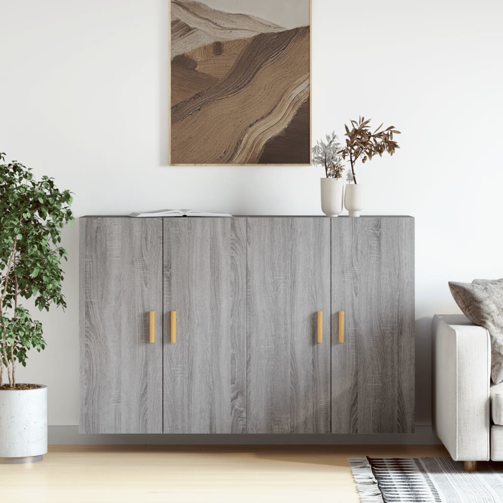 Hangkasten 2 st bewerkt hout grijs sonoma eikenkleurig