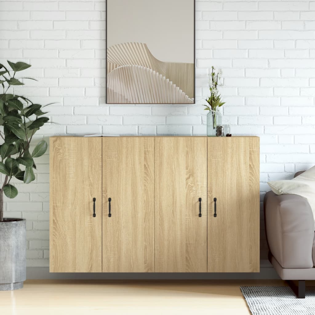 Hangkasten 2 st bewerkt hout sonoma eikenkleurig