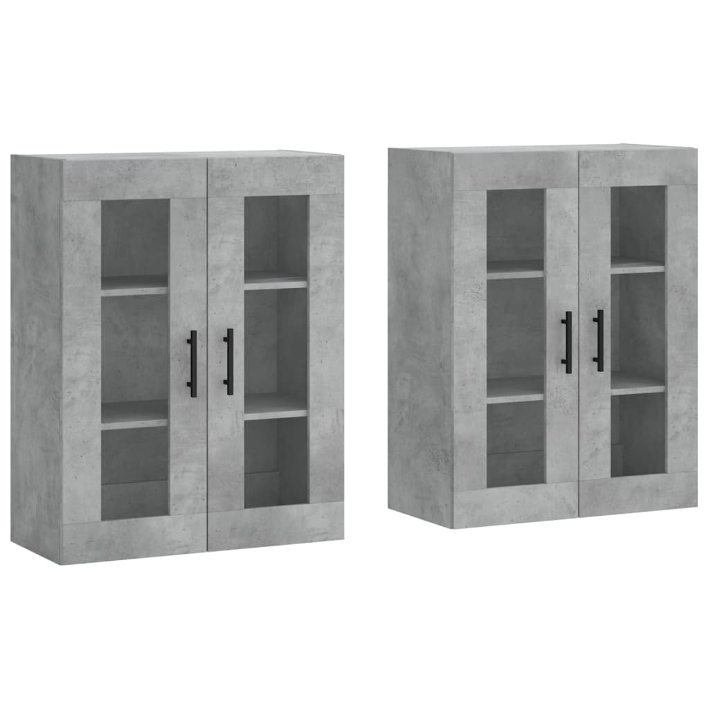 Hangkasten 2 st bewerkt hout betongrijs – afbeelding 2
