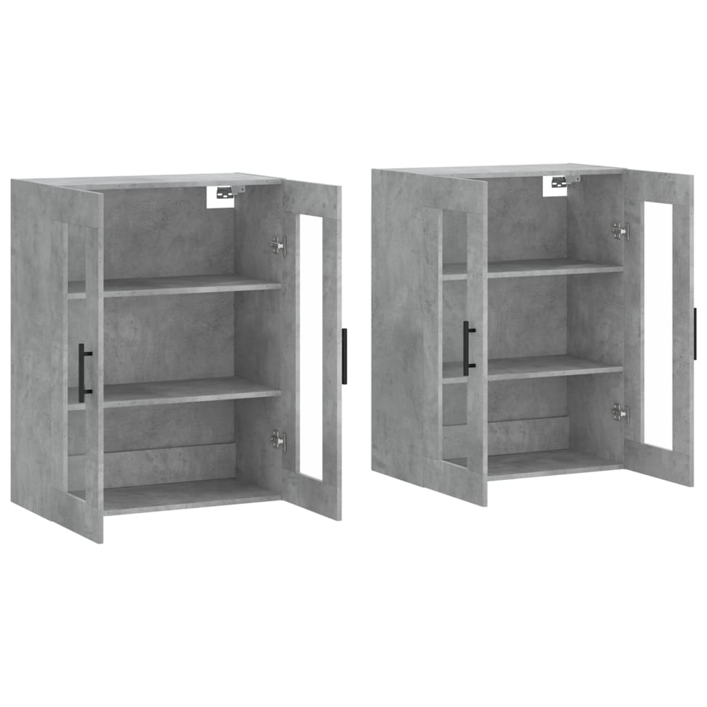 Hangkasten 2 st bewerkt hout betongrijs – afbeelding 4