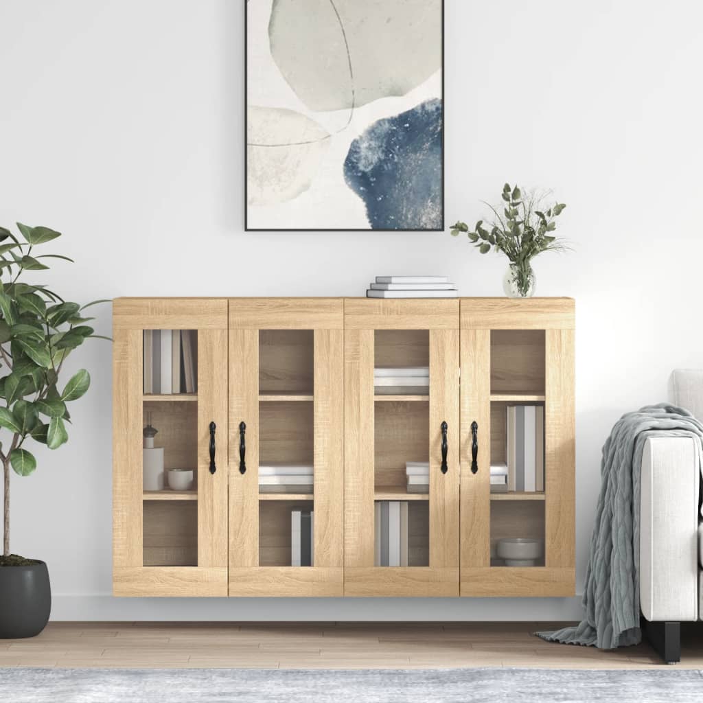 Hangkasten 2 st bewerkt hout sonoma eikenkleurig