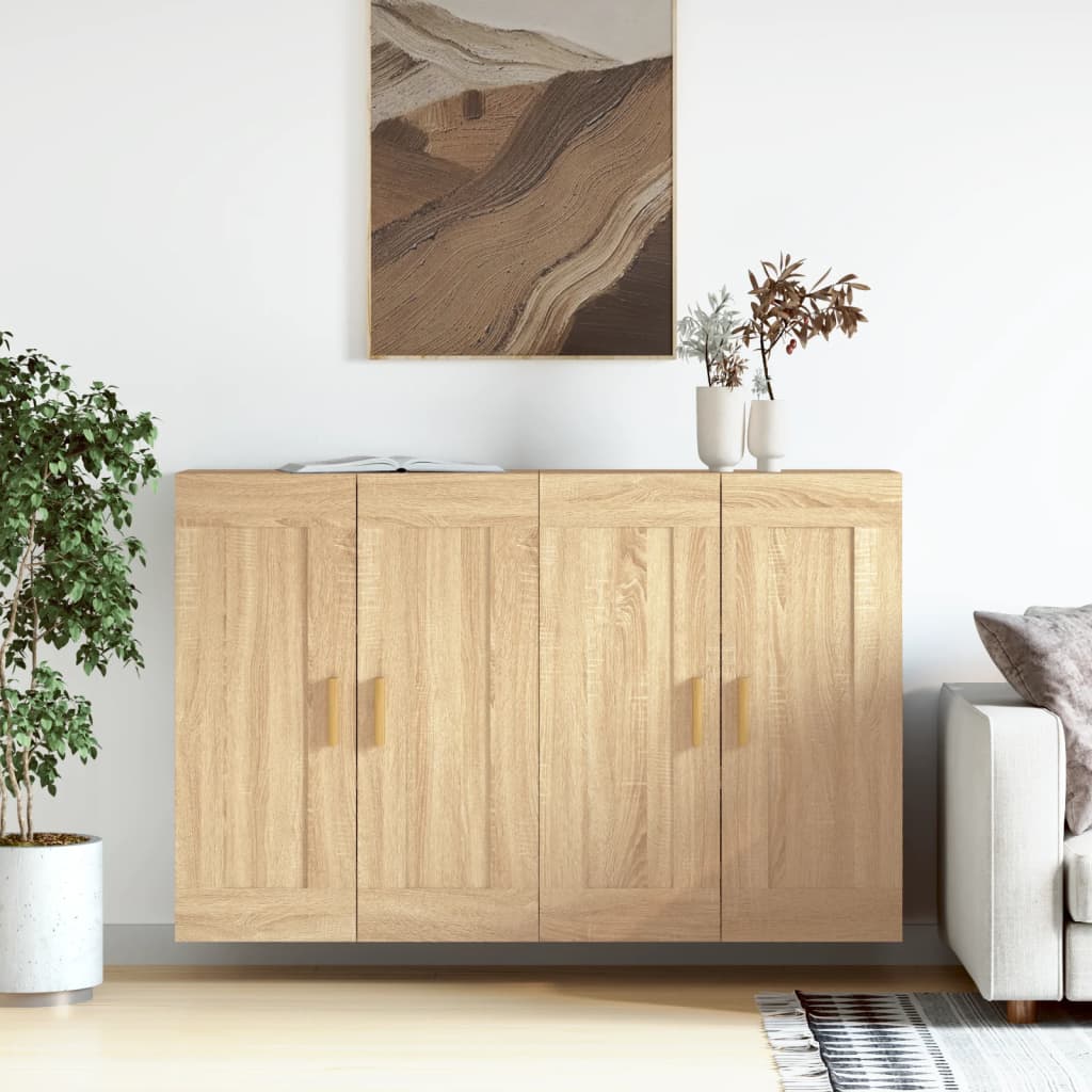 Hangkasten 2 st bewerkt hout sonoma eikenkleurig