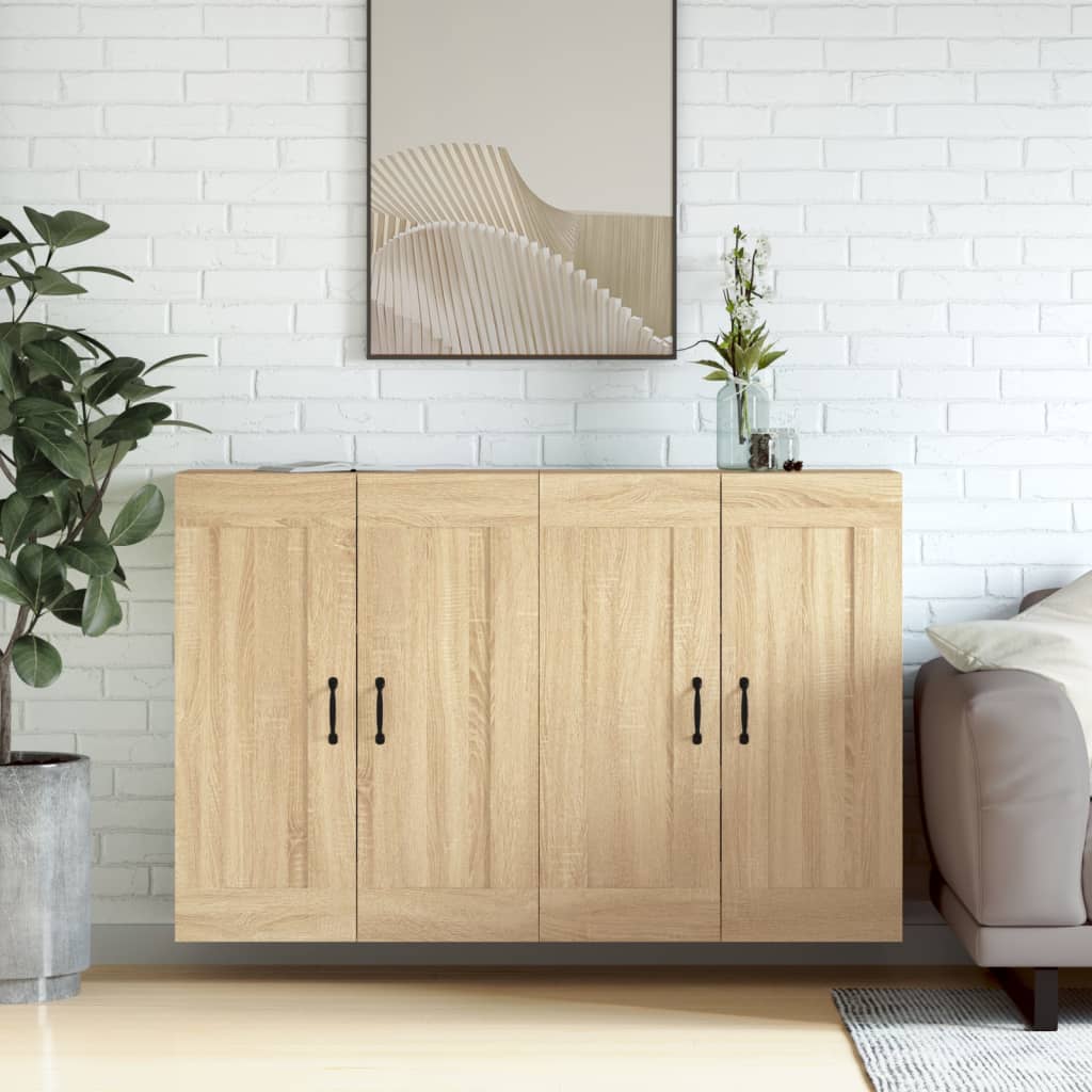 Hangkasten 2 st bewerkt hout sonoma eikenkleurig – afbeelding 1