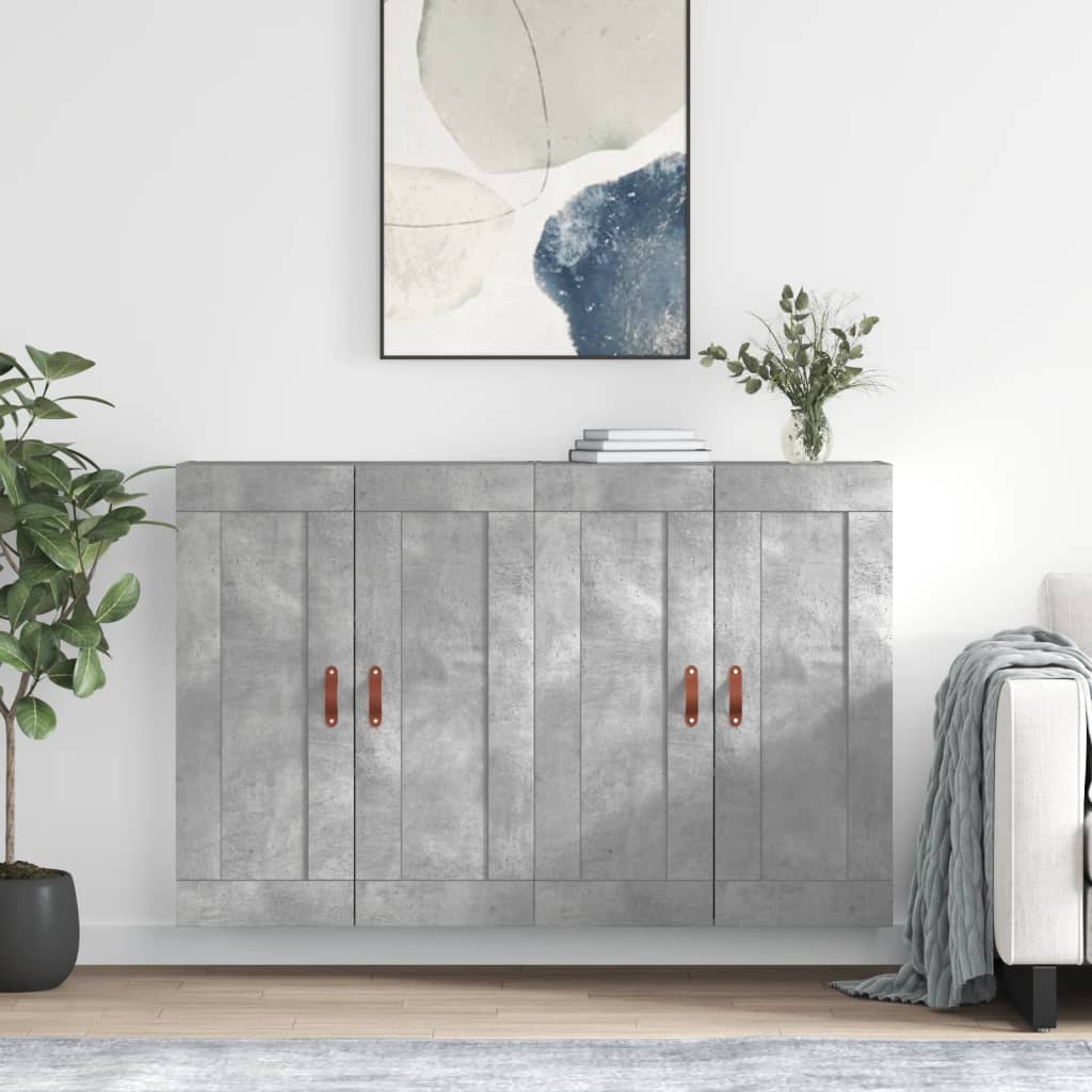 Hangkasten 2 st bewerkt hout betongrijs