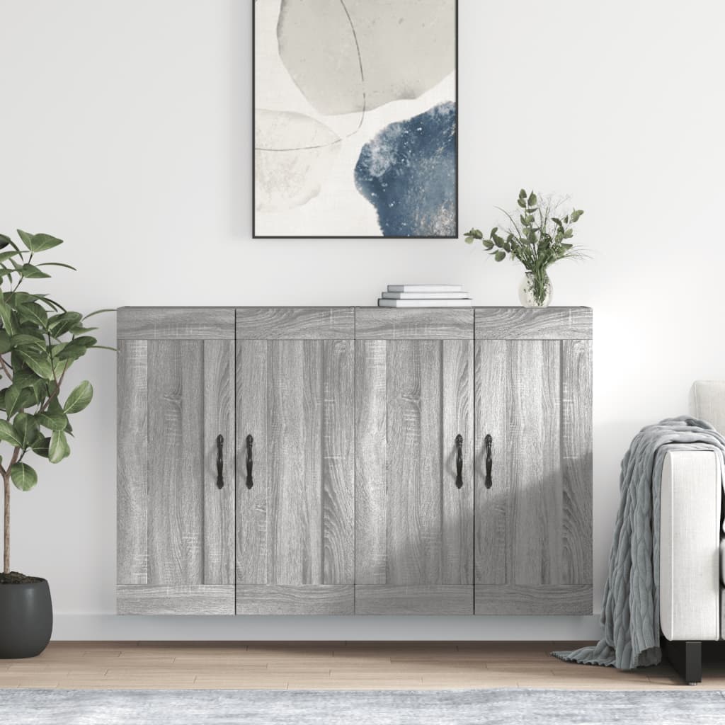 Hangkasten 2 st bewerkt hout grijs sonoma eikenkleurig – afbeelding 1