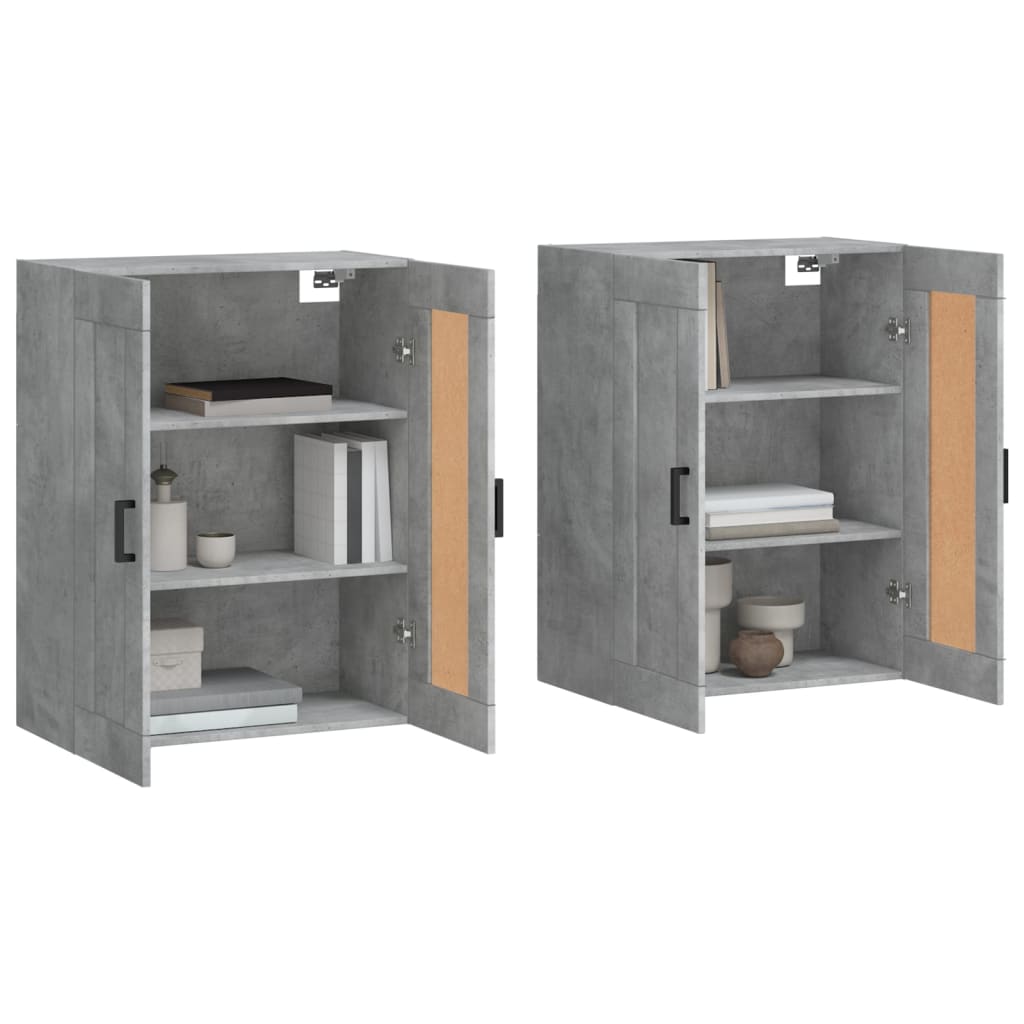 Hangkasten 2 st bewerkt hout betongrijs – afbeelding 3