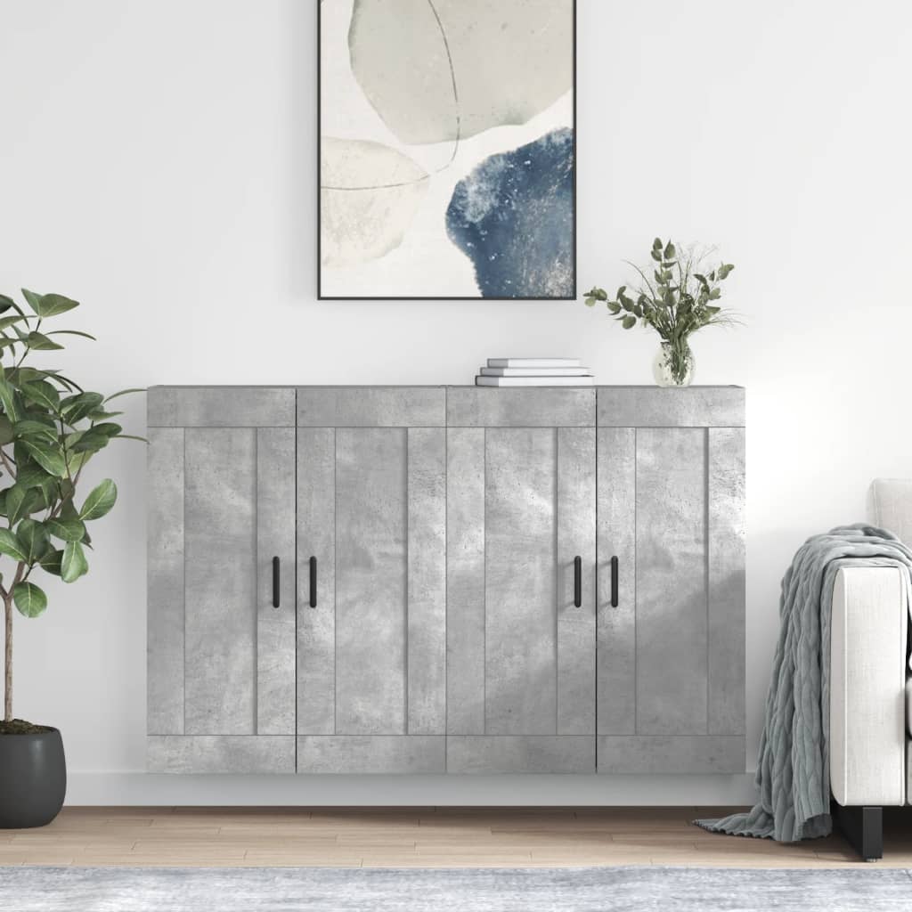 Hangkasten 2 st bewerkt hout betongrijs