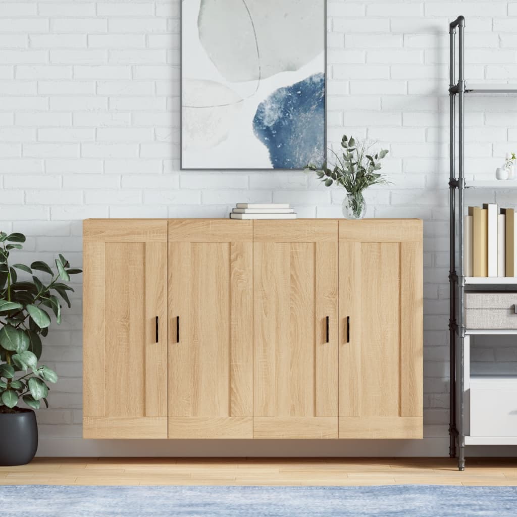 Hangkasten 2 st bewerkt hout sonoma eikenkleurig