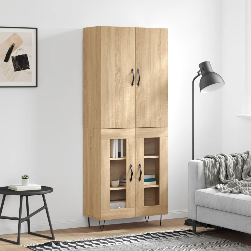 Hoge kast 69,5x34x180 cm bewerkt hout sonoma eikenkleurig