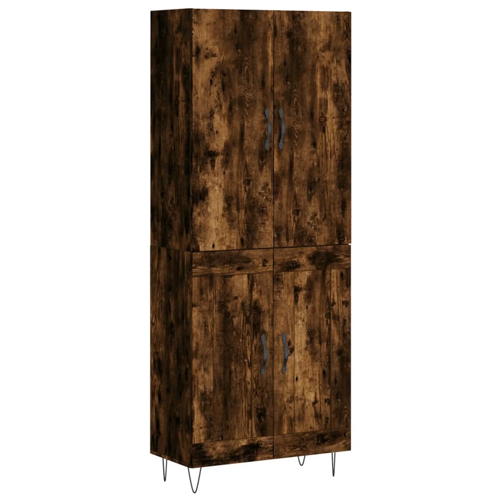 Hoge kast 69,5x34x180 cm bewerkt hout gerookt eikenkleurig – afbeelding 2