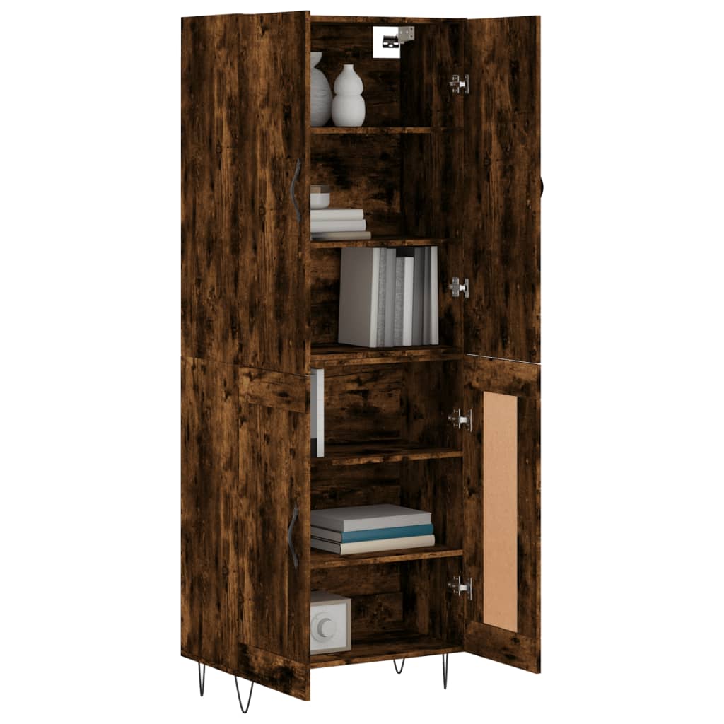 Hoge kast 69,5x34x180 cm bewerkt hout gerookt eikenkleurig – afbeelding 3