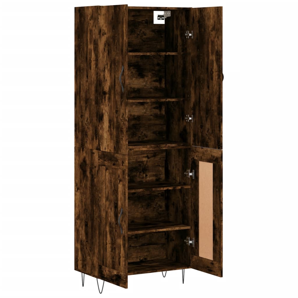 Hoge kast 69,5x34x180 cm bewerkt hout gerookt eikenkleurig – afbeelding 4