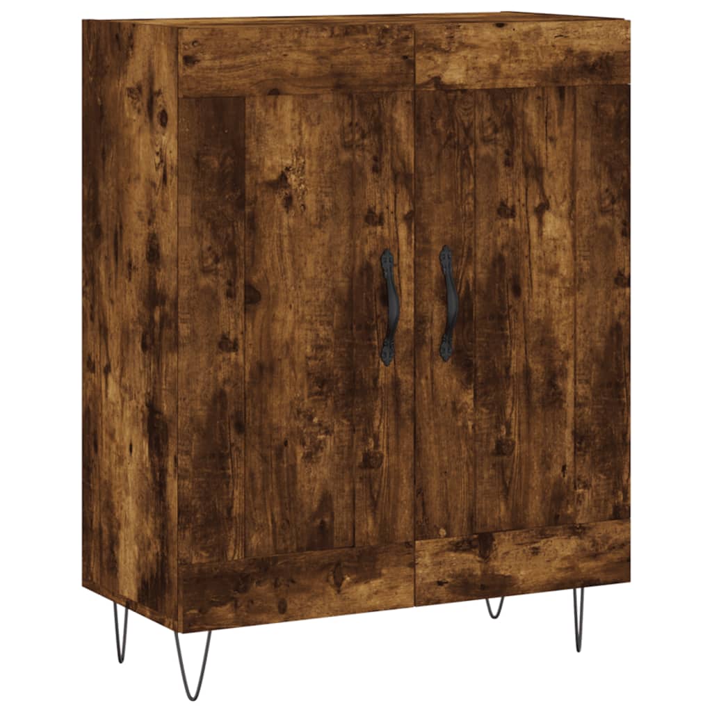 Hoge kast 69,5x34x180 cm bewerkt hout gerookt eikenkleurig – afbeelding 7
