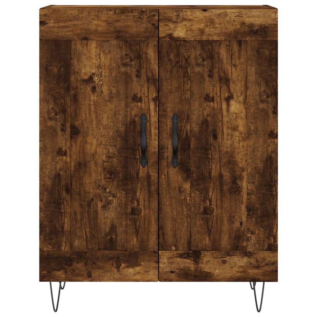 Hoge kast 69,5x34x180 cm bewerkt hout gerookt eikenkleurig – afbeelding 8