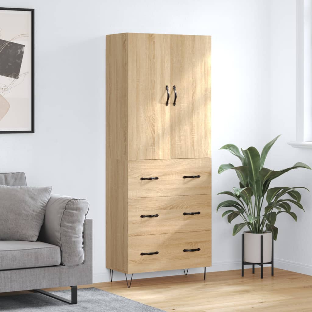Hoge kast 69,5x34x180 cm bewerkt hout sonoma eikenkleurig