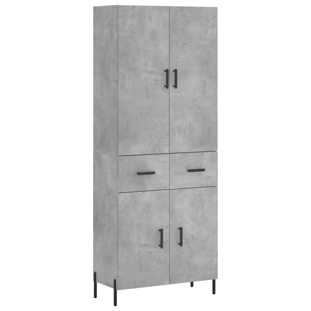 Hoge kast 69,5x34x180 cm bewerkt hout betongrijs – afbeelding 2