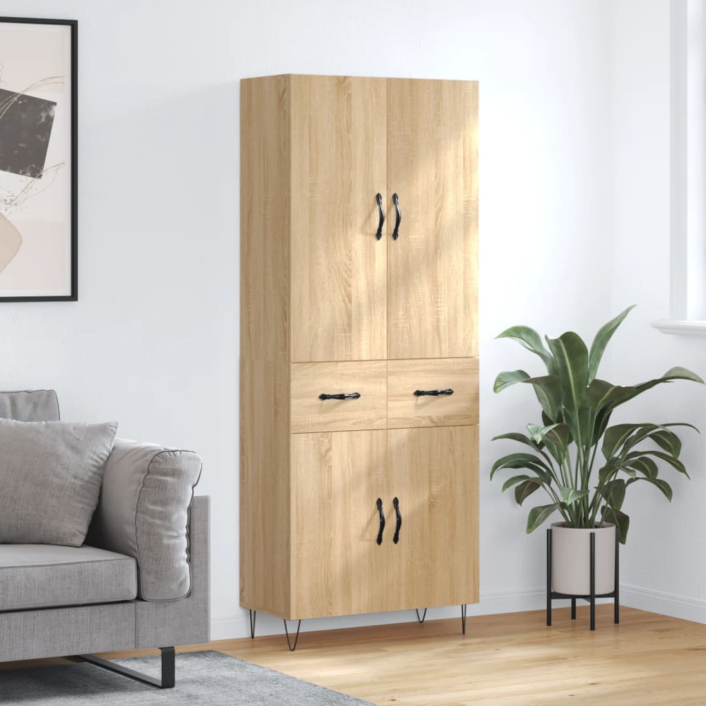 Hoge kast 69,5x34x180 cm bewerkt hout sonoma eikenkleurig