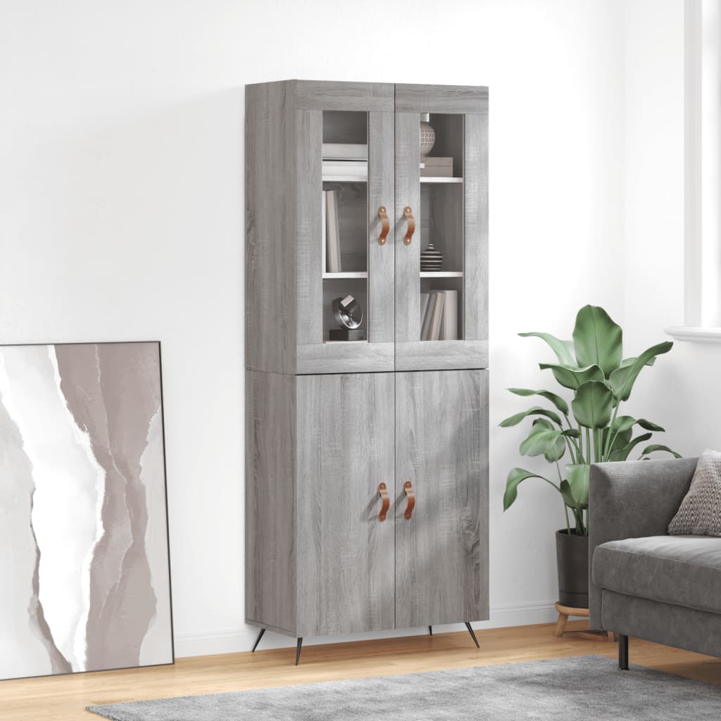 Hoge kast 69,5x34x180 cm bewerkt hout grijs sonoma eikenkleurig