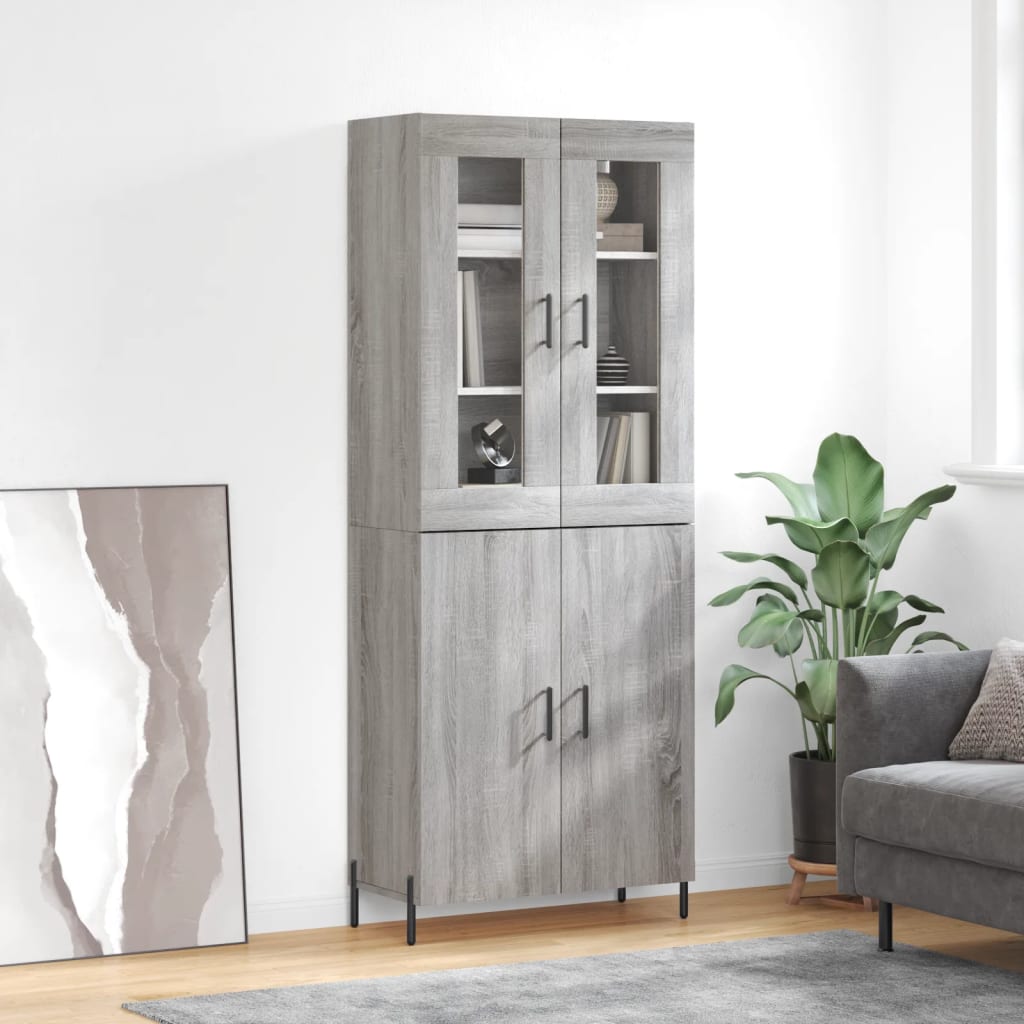 Hoge kast 69,5x34x180 cm bewerkt hout grijs sonoma eikenkleurig